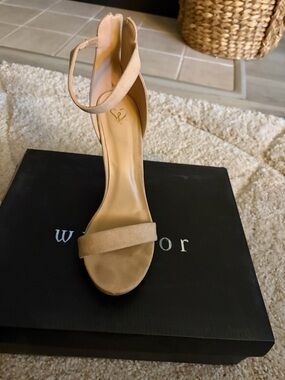 Windsor Beige Ankle-Strap Open-Toe Heel